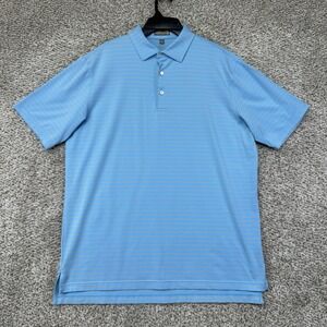 Peter Millar Summer Comfort Polo Shirt Men Large Blue Orange Stripes Performance